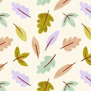 Fall Leaves - Purple and mint Green_medium