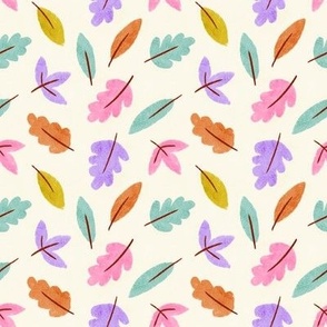 Fall Leaves - Bright Pink Mint and Purple_small