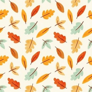 Fall Leaves - Orange and mint Green_small