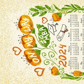 Graduate motivational 2024 calendar with Orange Flowers 