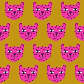 Cheetah Bright Pink on Mustard
