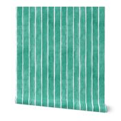 Emerald Green Broad Vertical Stripes - Medium Scale - Watercolor Textured Bright Jade Green