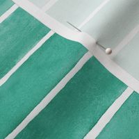 Emerald Green Broad Horizontal Stripes - Medium Scale - Watercolor Textured Bright Jade Green