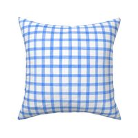 Coastal Blue Watercolor Gingham Plaid  - Medium Scale - Painted Checkers Picnic Country