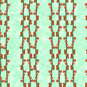 Christmas Red Berries on Tie-Dye Green | Large Scale
