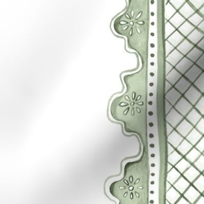 Wallpaper No overlap Custom Clarabelle Soft Greens on White(Grasscloth)