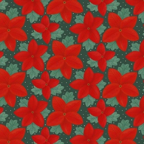 Christmas Poinsettia dark green 7x7