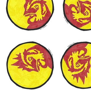 Red and Yellow Chicken Circle Pattern
