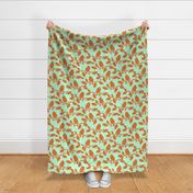 The Speckled Robin and Holly on Tie-Die Watercolour Green | Medium Scale