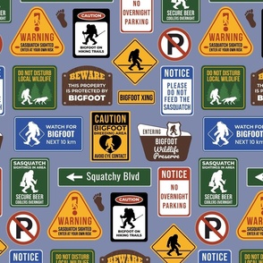 Bigfoot Crossing Sign Collection, Blue