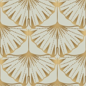 Gilded Art deco ginkgos on pale aqua - large