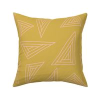 Large pink outlined triangles on turmeric yellow 24