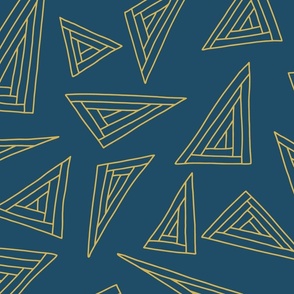 Large yellow outlined triangles on cello blue 24
