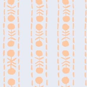 Medium-Floral Buds-Peach with Light Blue Background