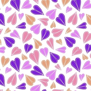 PURPLE AND SALMON TOSSED HEARTS 01 MEDIUM