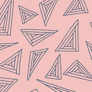 Dark blue outlined triangles on pink 24