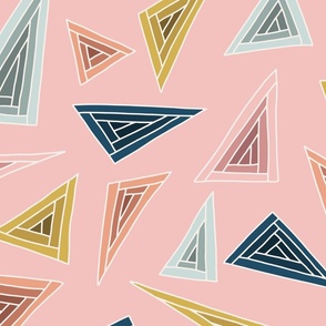 Colorful shaded triangles on pink 24
