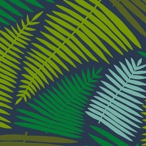 Sword Fern Fronds — Large Scale — in Greens and Blues ©TaraLanglois