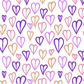 PURPLE AND SALMON HEARTS 03 MEDIUM