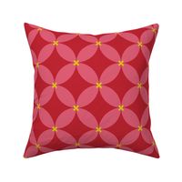 Geometric modern vintage oval flowers hot pink cardinal red goldenrod yellow
