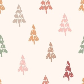 Sweet Christmas trees on neutral medium 8x8