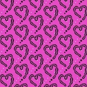Bright pink plaid hearts -small scale print 