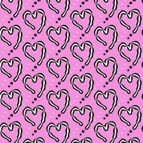 Pink plaid white hearts - small