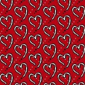Red plaid white hearts - small