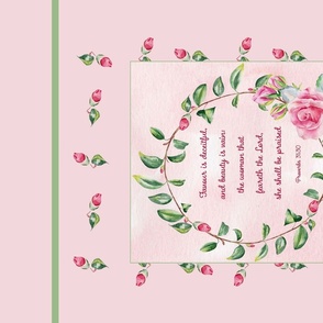 Proverbs 31 woman, Pink, green, roses, tea towel
