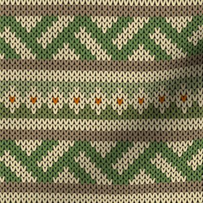 Two Fair Isle Bands in Sage Green and Beige