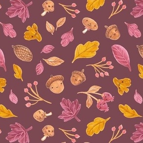 autumn acorns in burgundy by Pamela Goodman
