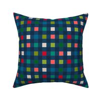christmas checkers midnight coral green red blue 12inch