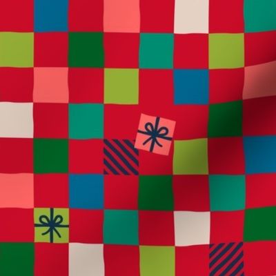 checkers / christmas gifts in teal coral lime red christmas 12 inch