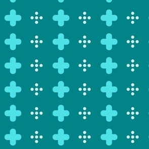 swiss crosses and dots on teal | small