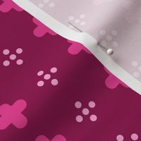 swiss crosses and dots on cerise | small