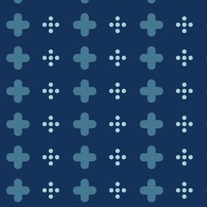 swiss crosses and dots on cobalt blue | small