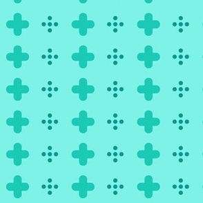 swiss crosses and dots on turquoise | small