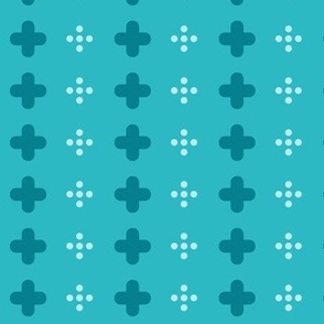 swiss crosses and dots on arctic blue | small