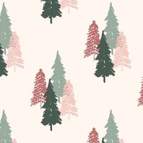 Blush pink and green Christmas trees small