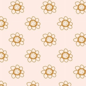 Hand drawn flowers tan on neutral 6x6