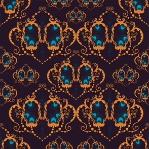 Peacock and Pearls dark purple background 