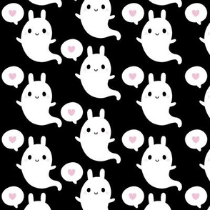 Cute Bunny Ghost - Black (Medium Scale)