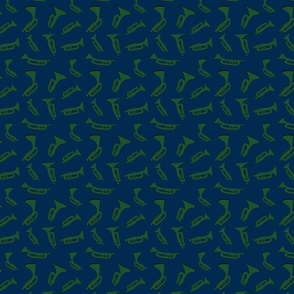 Green Dizzy Trumpets on Blue_Size S