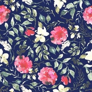 Watercolor Botanical Greenery  | Renn Marie Collection | Navy