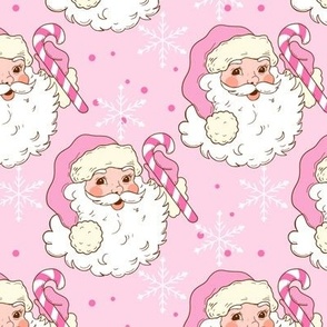 Vintage retro Santa 70s WB22 pink Christmas fabric