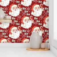 Vintage retro Santa 70s WB22 red Christmas fabric