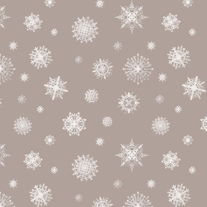 Snowflakes on neutral taupe - large (12 inch)