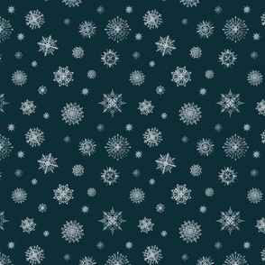 Snowflakes at night - on midnight blue - medium (8 inch)