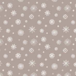 Snowflakes on neutral taupe - medium (8 inch)