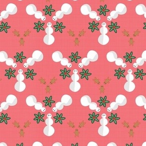 Holiday Snowmen, Gingerbread Men, and Mistletoe on Checkered Red
